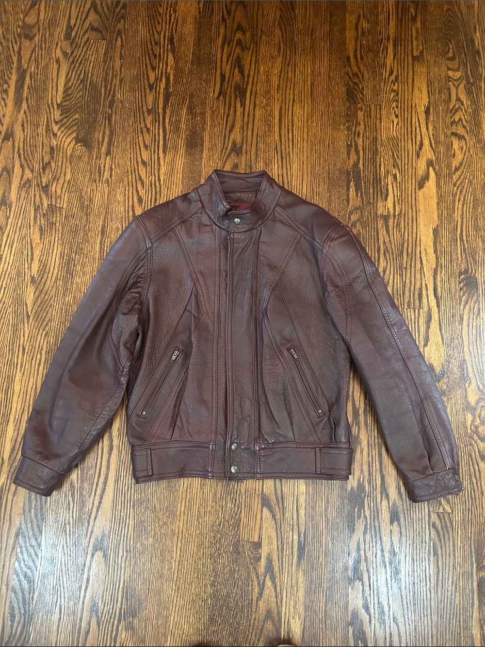 Vintage 90s Burgundy Leather Jacket